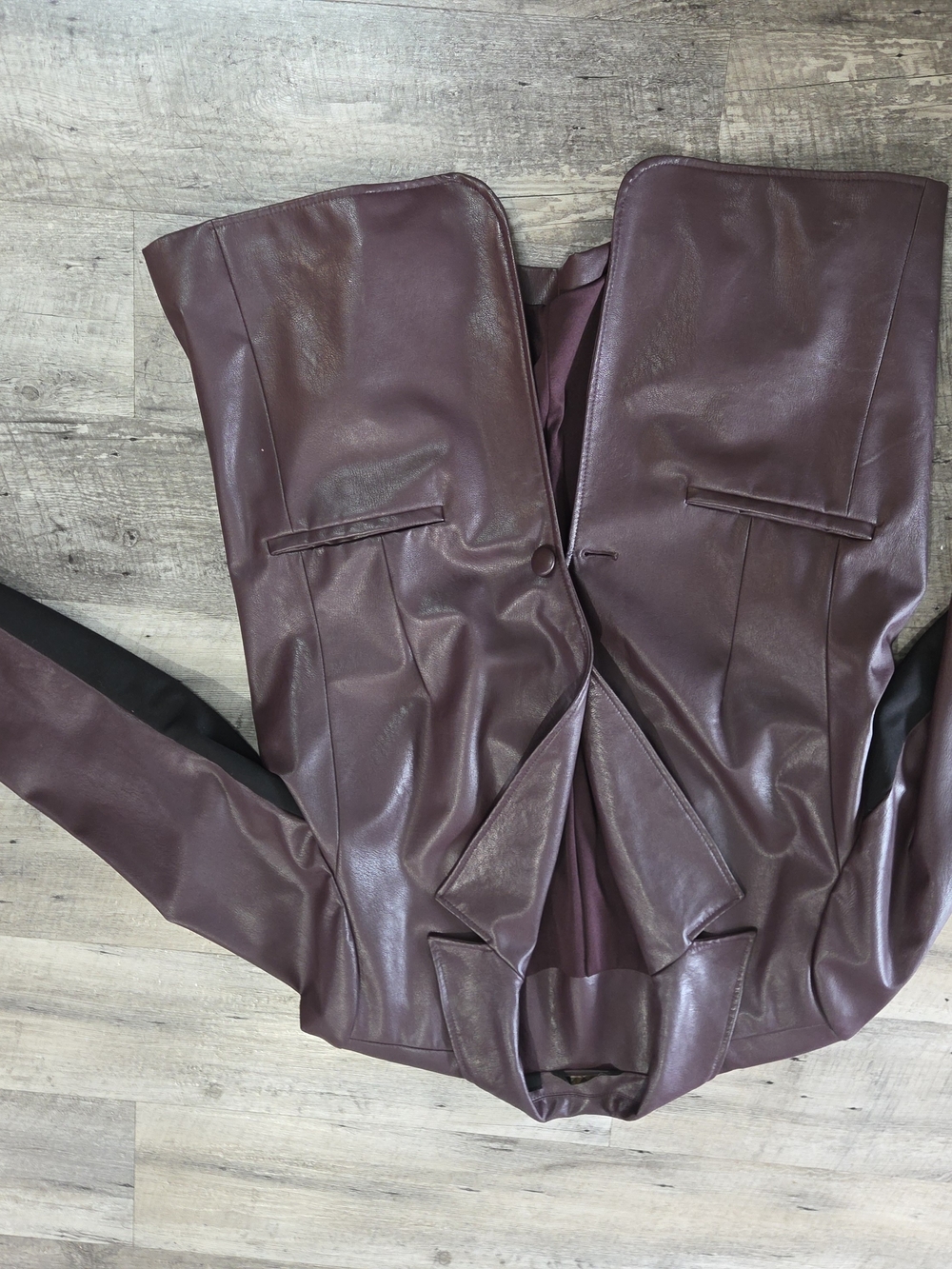 Womens eggplant colored faux leather jacket size xl IMAN brand